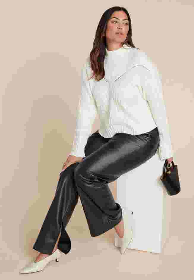 Cableknit Funnelneck Sweater image number 3