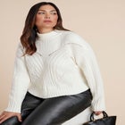 Cableknit Funnelneck Sweater image number null