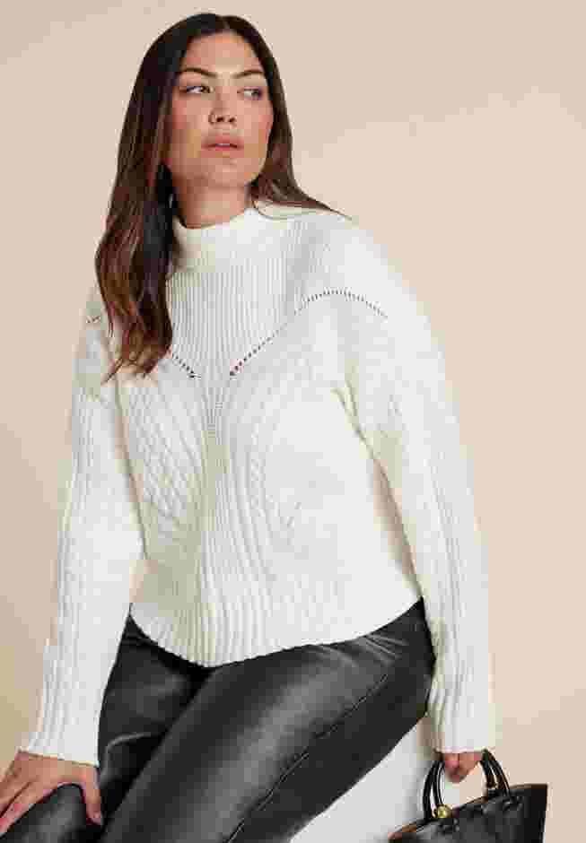 Cableknit Funnelneck Sweater image number 0