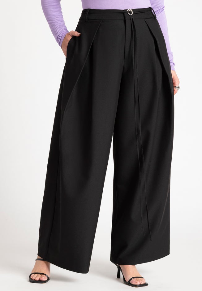 Pleat Detail Trouser With Long Belt image number 1