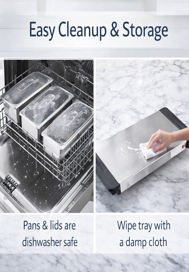 2-in-1 Triple Buffet Server & Warming Tray  image number 6