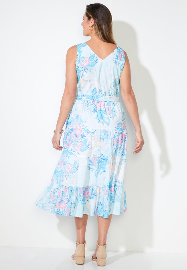 Liz&Me® V-Neck Tier Midi Dress image number 1