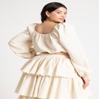 Shirred Body Puff Sleeve Top image number null