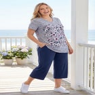 7-Day Elastic-Waist Stretchy Knit Capri image number 0