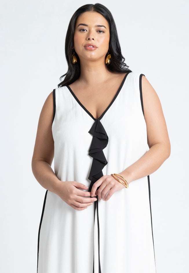 V Neck Gauze Maxi Dress image number 2