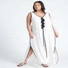 V Neck Gauze Maxi Dress image number null