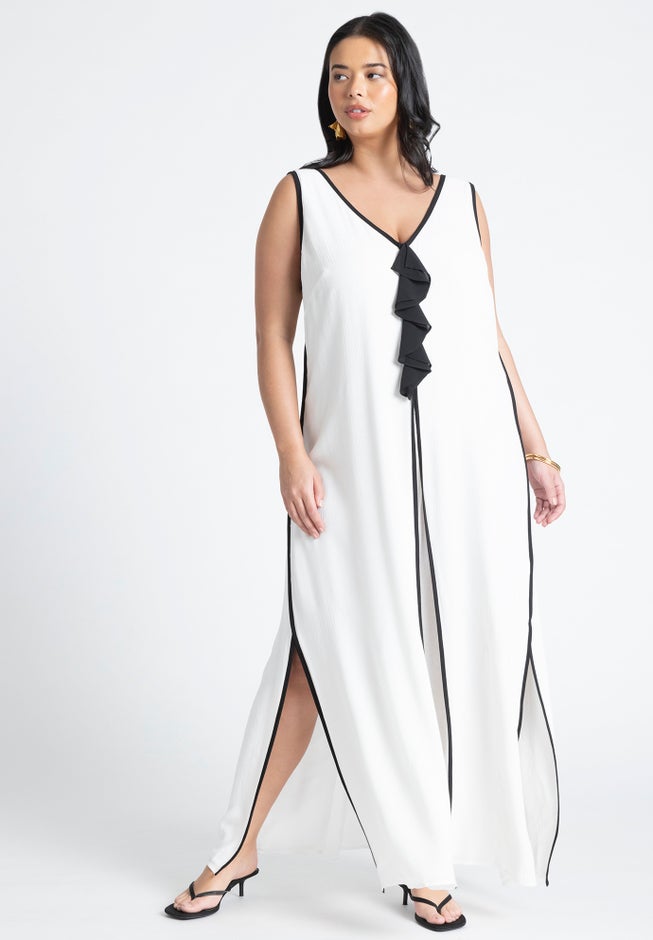 V Neck Gauze Maxi Dress image number 0