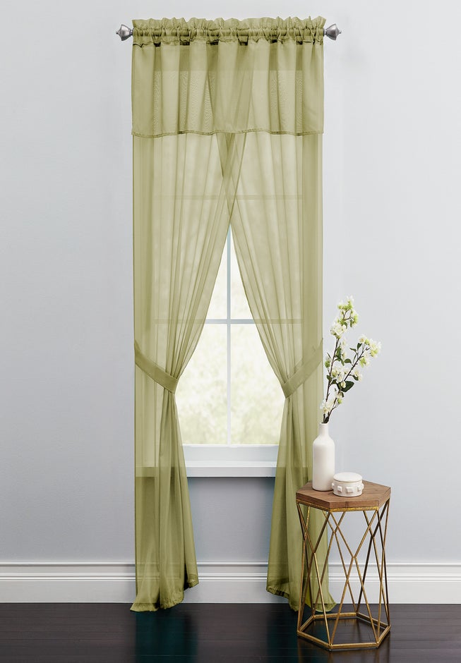 BH Studio Sheer Voile 5-Pc. One-Rod Curtain Set image number 0