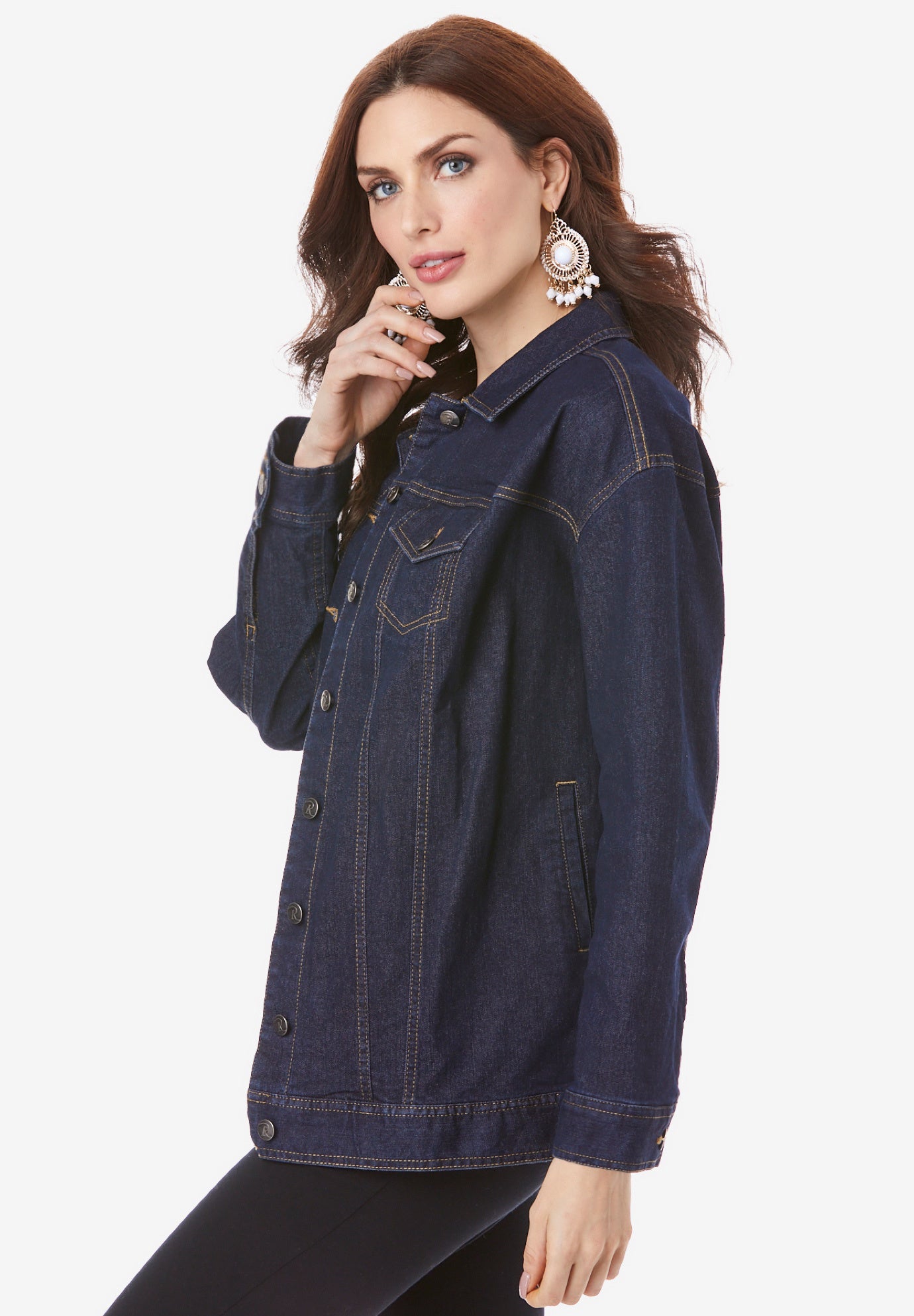 Plus Size Boyfriend Stretch Denim Jacket image number 2