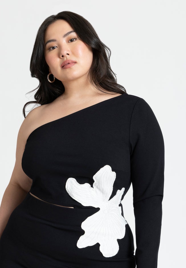 One Shoulder Flower Detail Dress image number 2