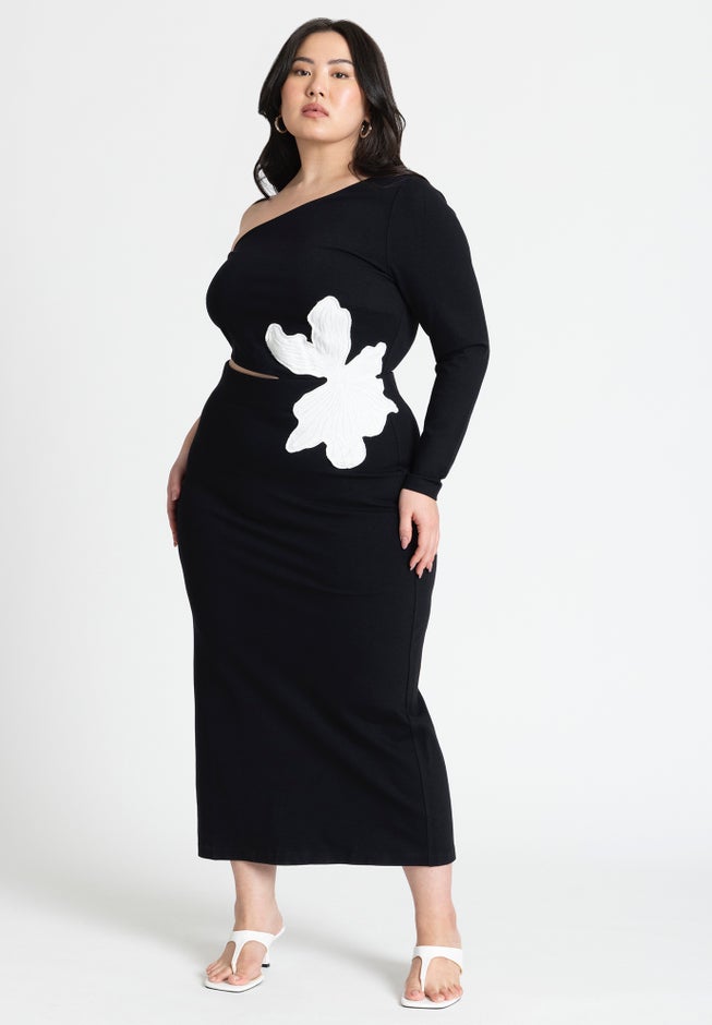 One Shoulder Flower Detail Dress image number 0