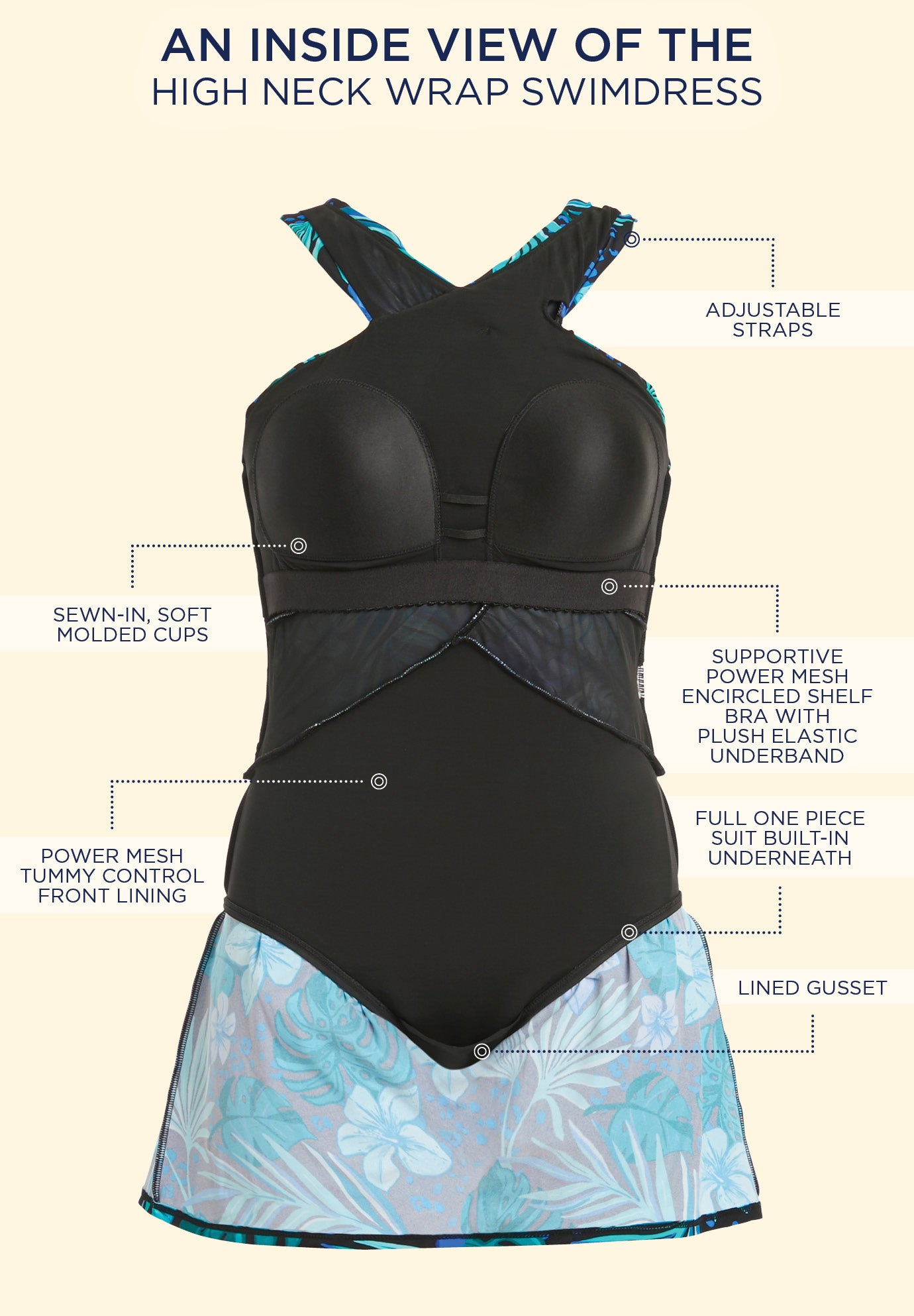 High Neck Wrap Swimdress image number 2