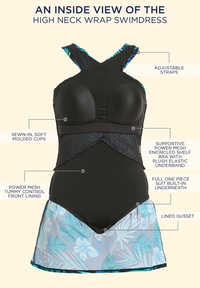 High Neck Wrap Swimdress image number 2