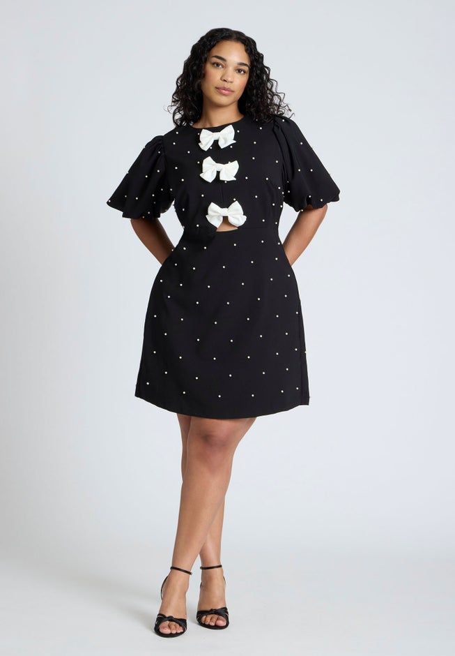 Pearl Mini Dress With Bows image number null