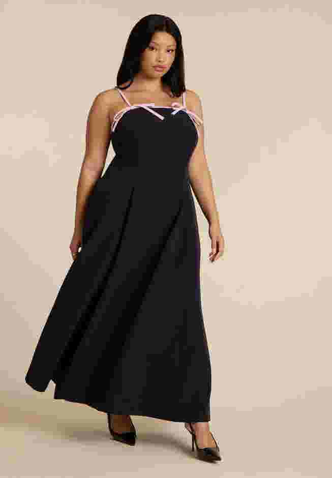Bow Straps Maxi Flare Dress image number 0