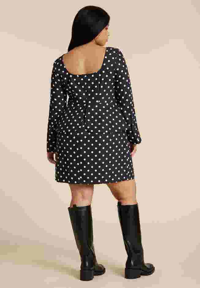 Square Neck Long Sleeve Printed Mini Dress image number 3