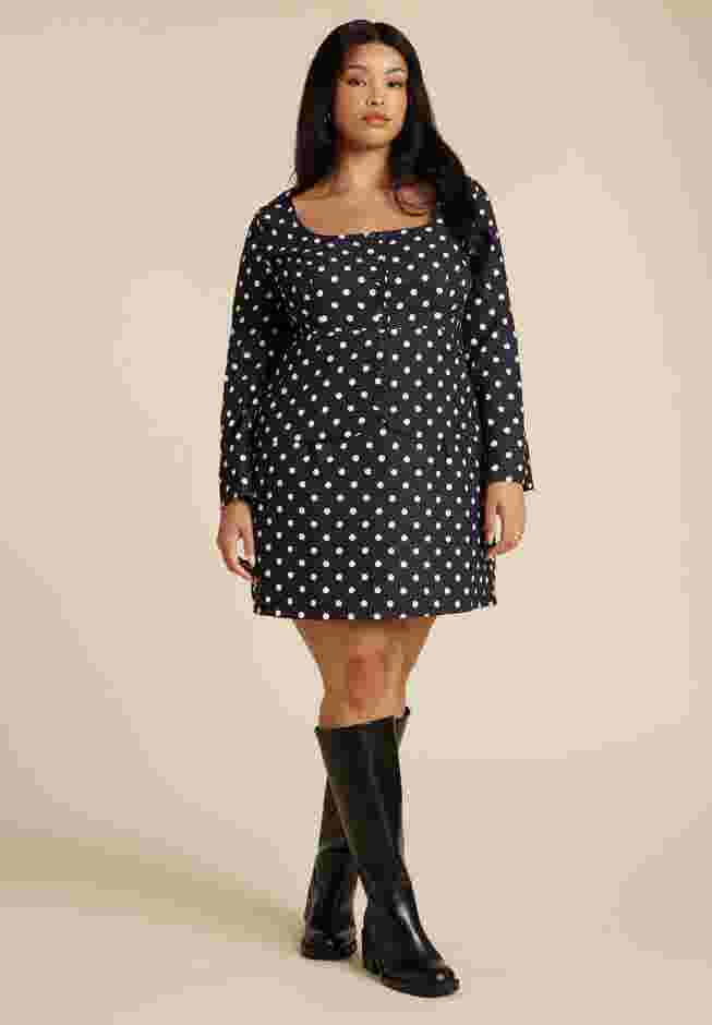 Square Neck Long Sleeve Printed Mini Dress image number 0