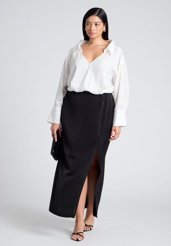 Collared Satin Column Dress image number 0