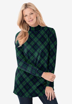 Perfect Printed Long-Sleeve Mockneck Tee