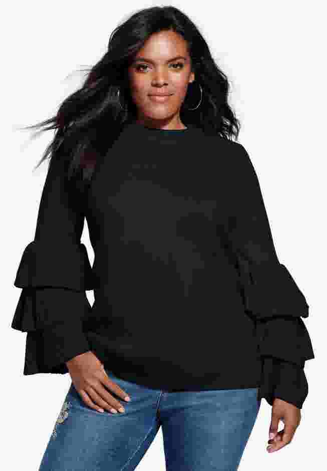 Tiered Sleeve Sweater image number 0