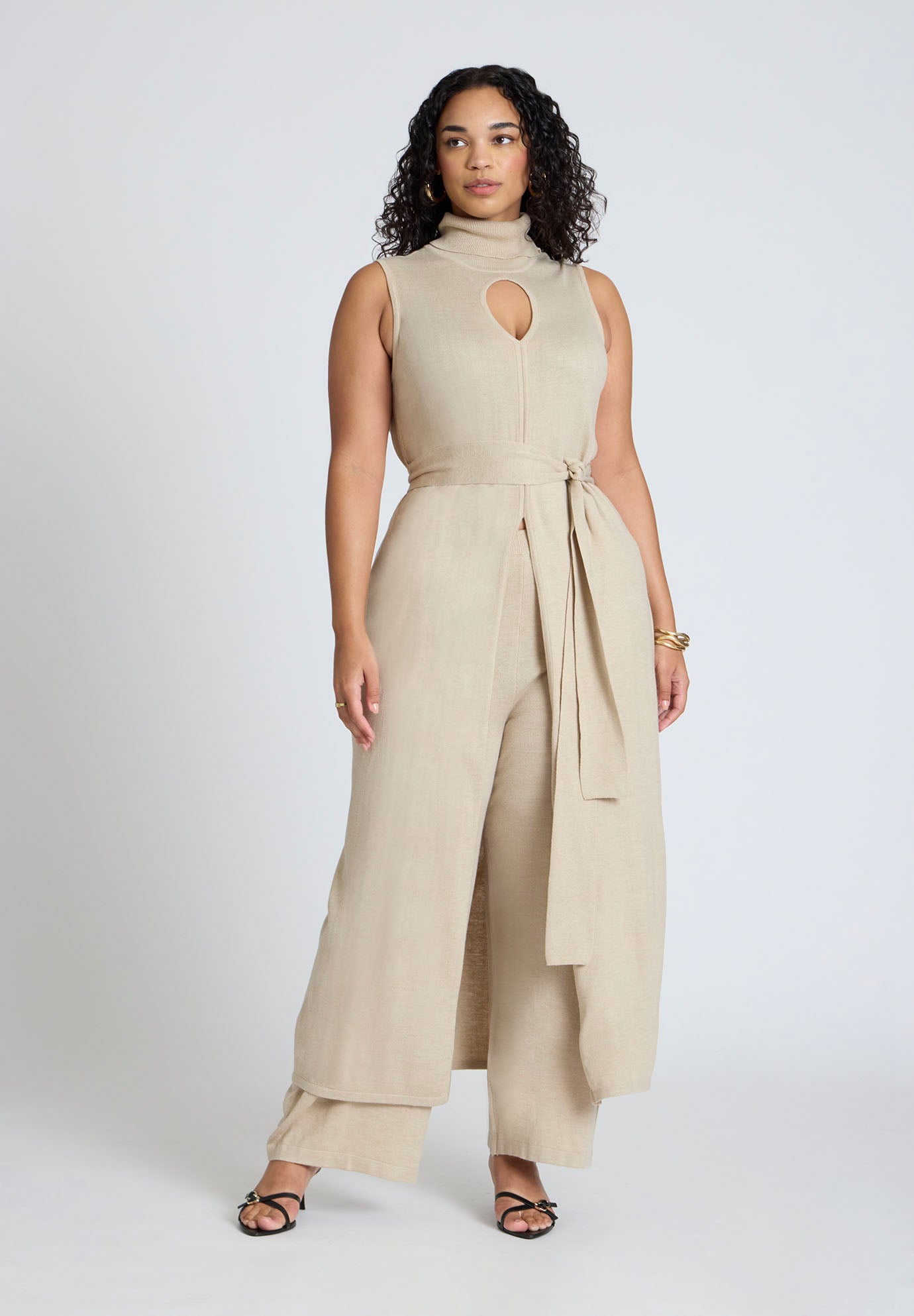 Turtleneck Duster With Belt image number 0