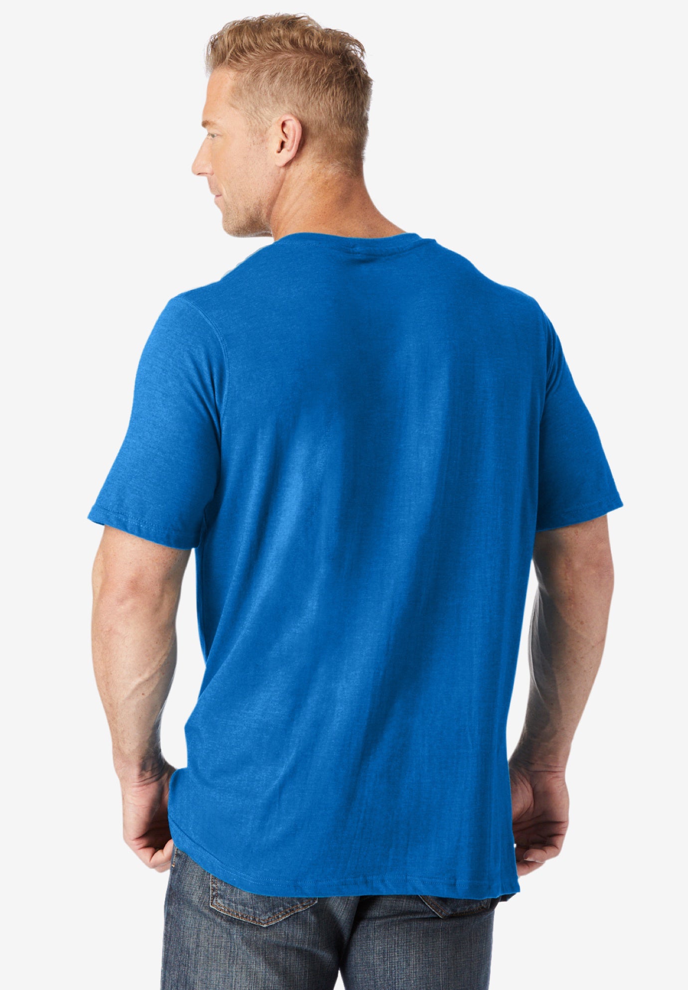 Shrink-Less Lightweight Longer-Length V-neck T-shirt image number 1