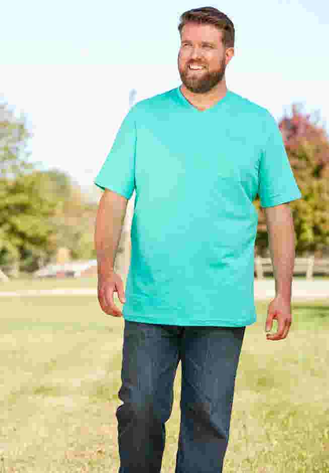 Shrink-Less Lightweight Longer-Length V-neck T-shirt image number 4