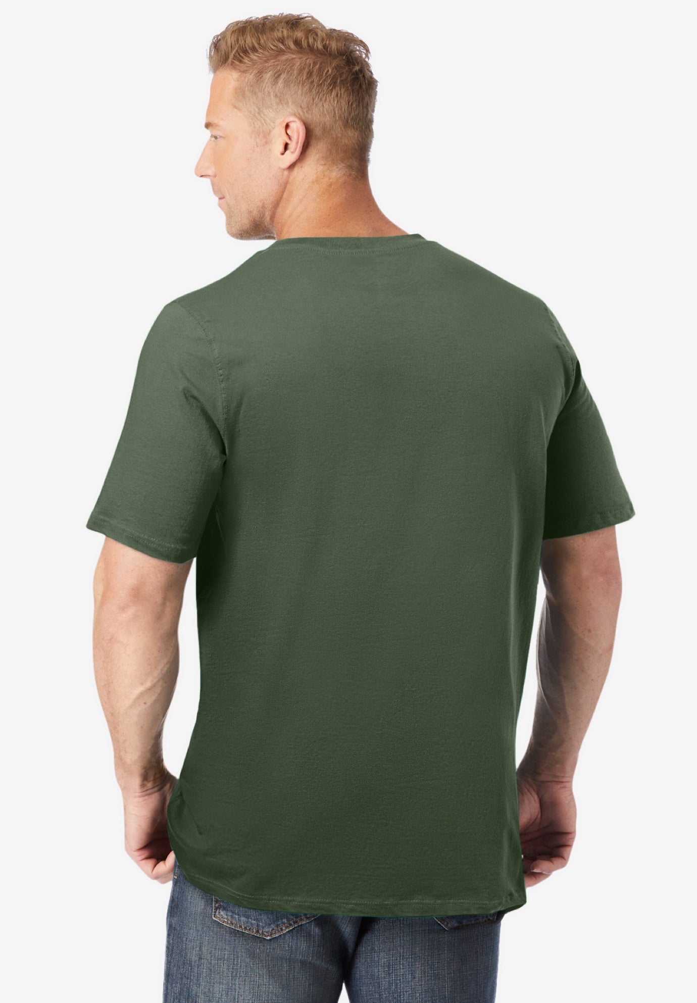 Shrink-Less&trade; Lightweight Longer-Length V-neck T-shirt image number 1