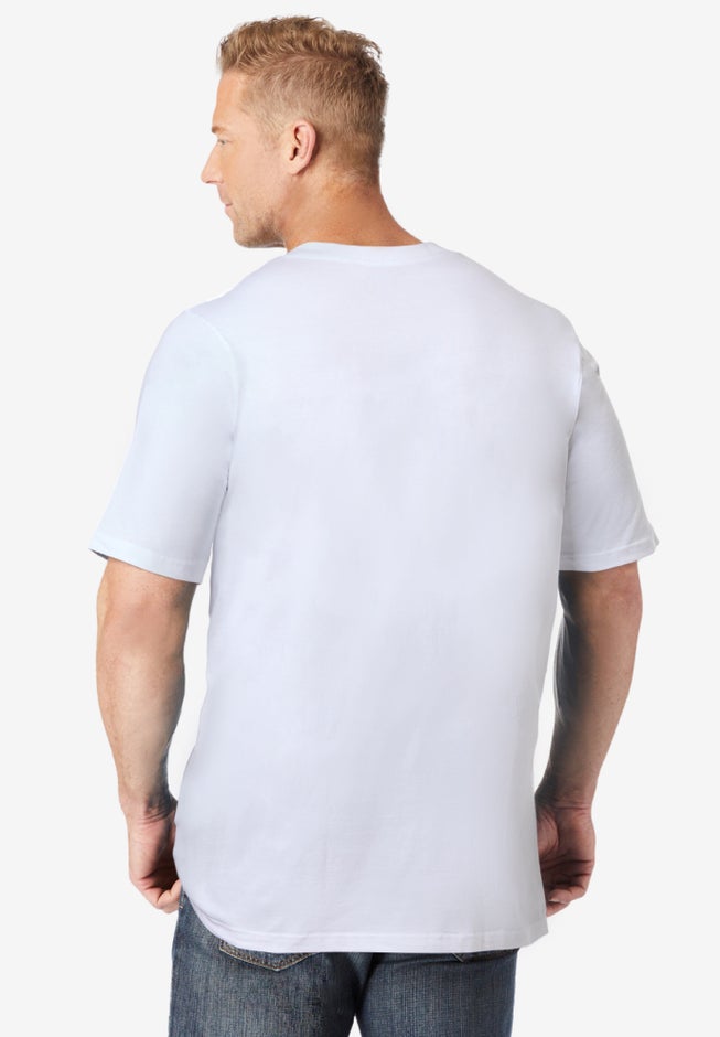 Shrink-Less&trade; Lightweight Longer-Length V-neck T-shirt image number 1