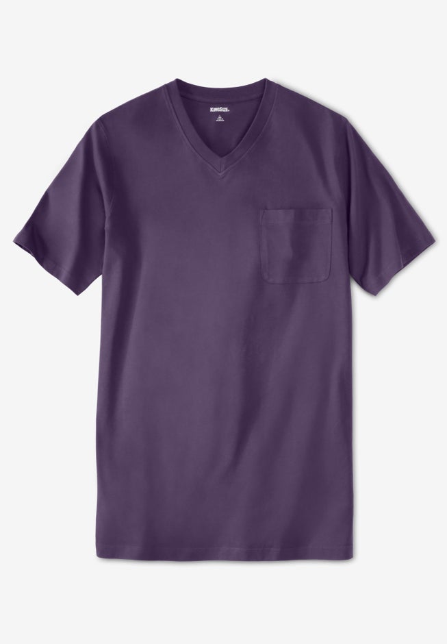 Shrink-Less™ Lightweight Longer-Length V-neck T-shirt image number 0