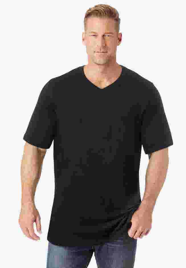 Shrink-Less Lightweight Longer-Length V-neck T-shirt image number 0