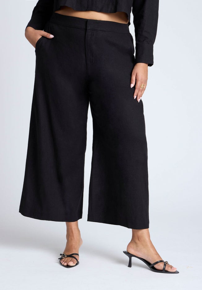 Linen Wide Leg Crop Pant image number 2