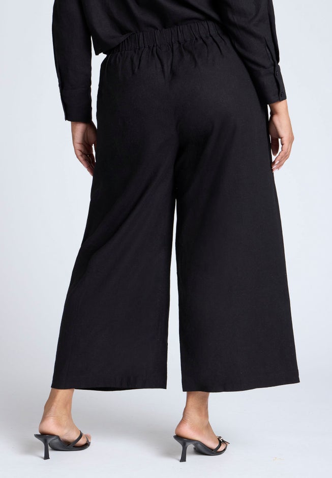 Linen Wide Leg Crop Pant image number 3