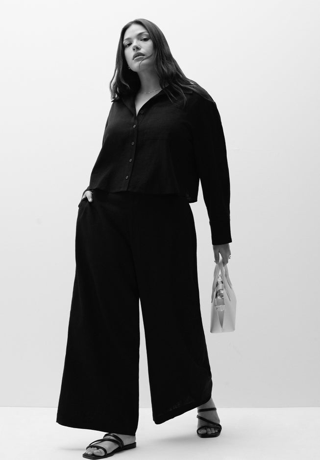 Linen Wide Leg Crop Pant image number 0