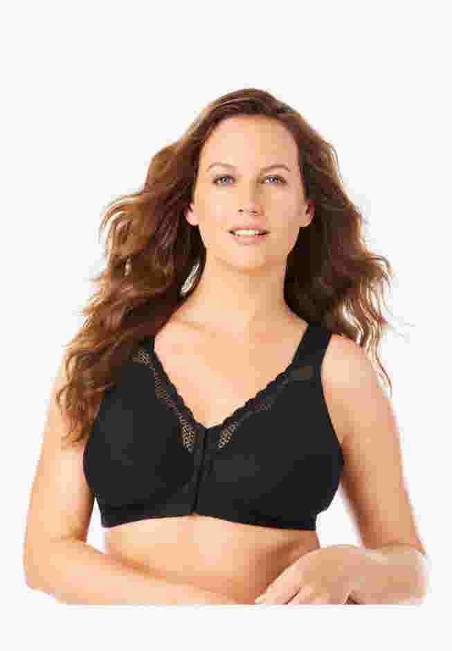 Front-Close Cotton Lace Wireless Posture Bra 5100531 image number 0