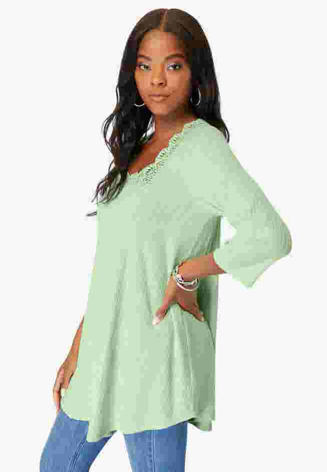 Squareneck Pointelle Top image number 2
