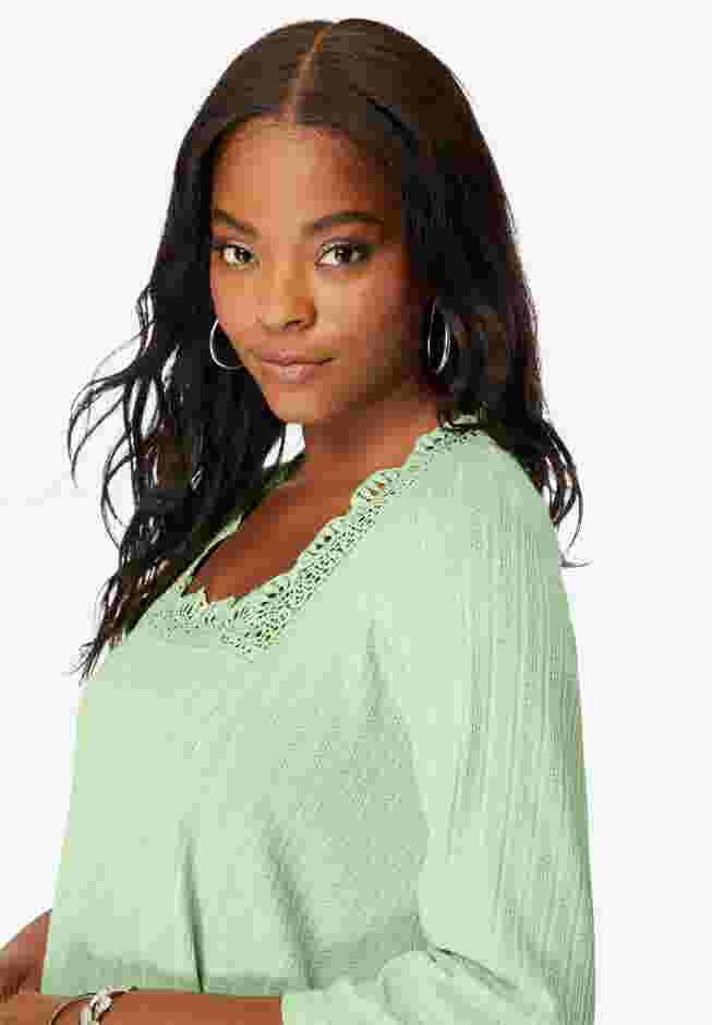 Squareneck Pointelle Top image number 3