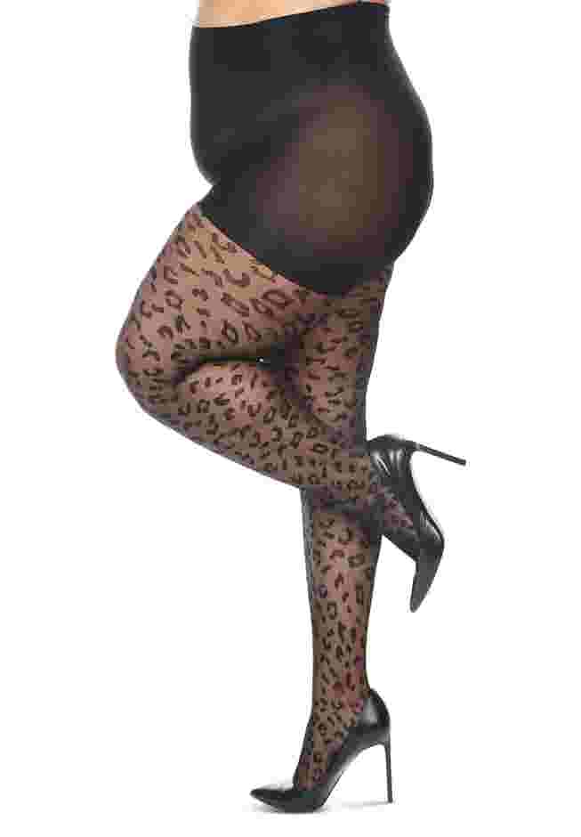Memoi Leopard Sheer Control Top Tights image number 1