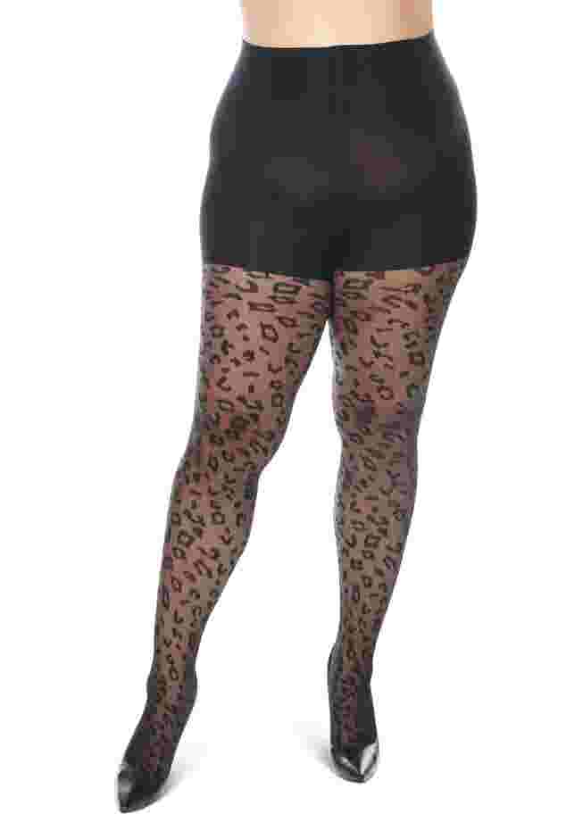 Memoi Leopard Sheer Control Top Tights image number 0