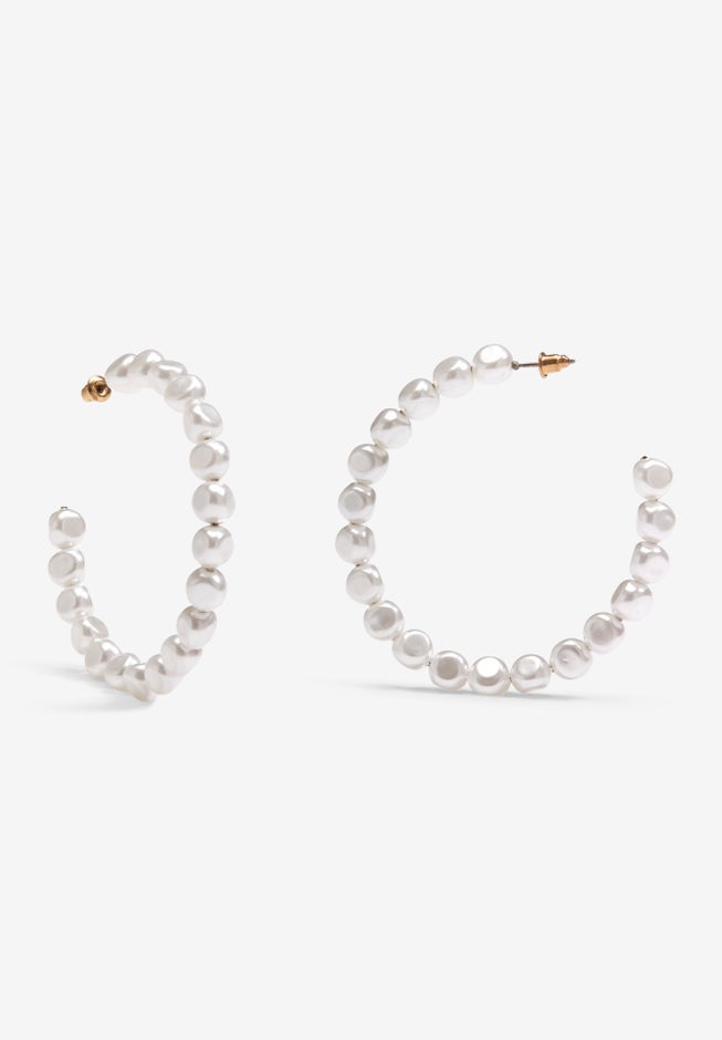 Pearl Hoop Earrings image number 1