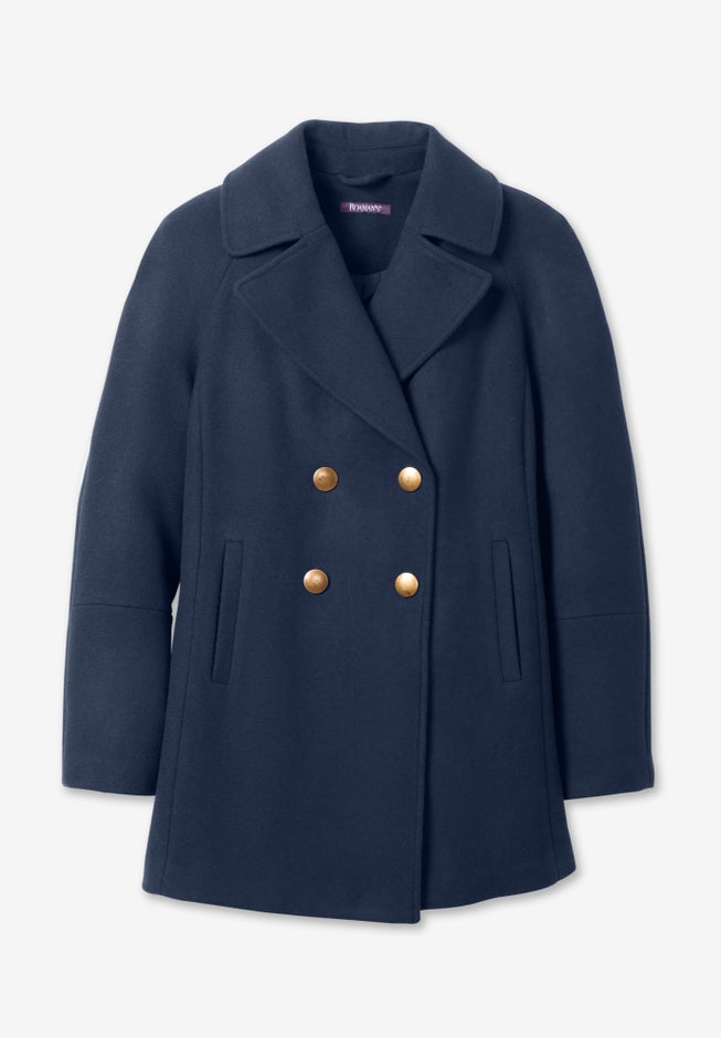 Plus Size Wool Blend A-Line Peacoat image number 3