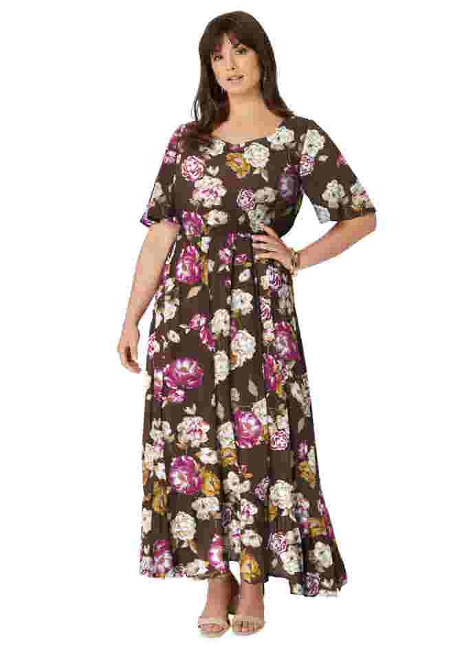 Flutter-Sleeve Crinkle Maxi Dress image number 0