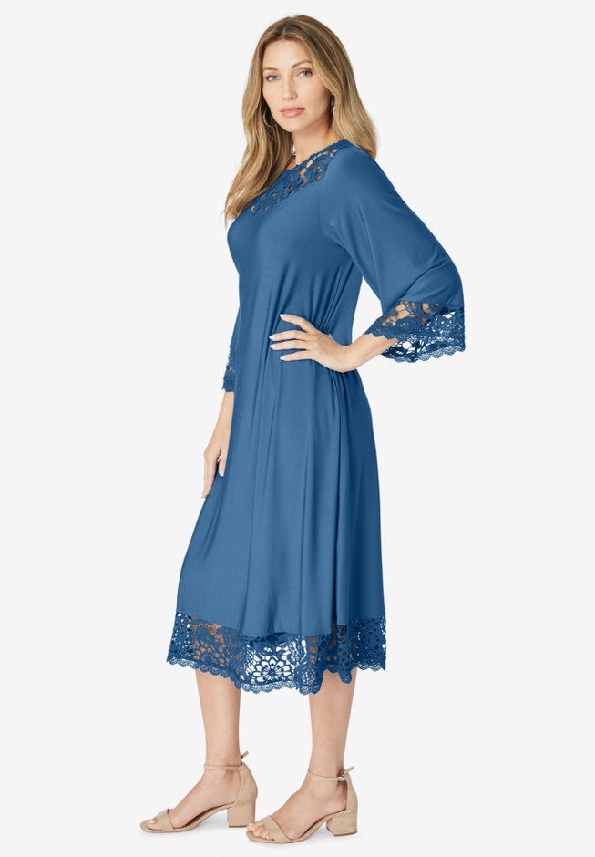 Plus Size Lace Cutout Fit and Flare Dress image number 2