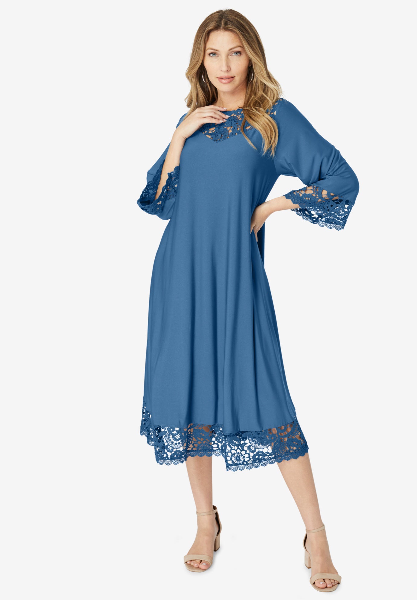 Plus Size Lace Cutout Fit and Flare Dress image number 0