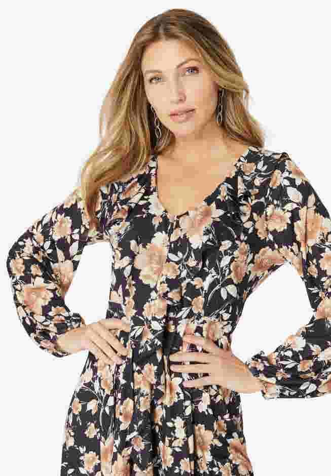 Ultrasmooth® Fabric Ruffle Midi Dress image number 3