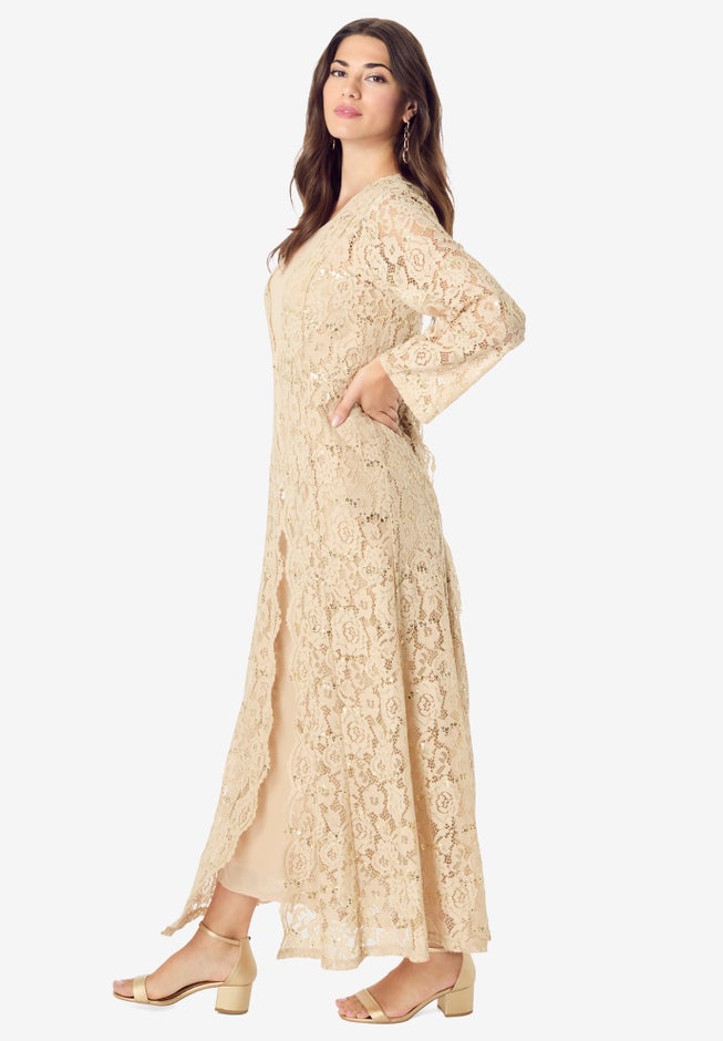 Lace Jacket Maxi Dress Set image number null