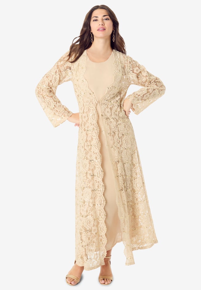 Lace Jacket Maxi Dress Set image number null