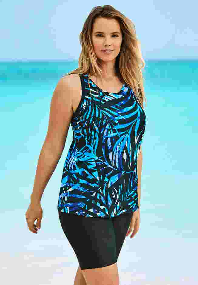 Longer-Length Racerback Tankini Top image number 2
