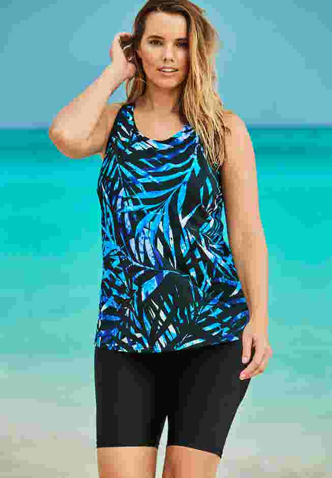 Longer-Length Racerback Tankini Top image number 0