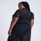 Eyelet Short Sleeve Button Up Top image number null